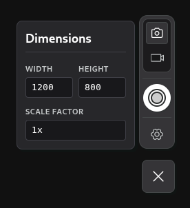 The active state of the panel highlighting different modes